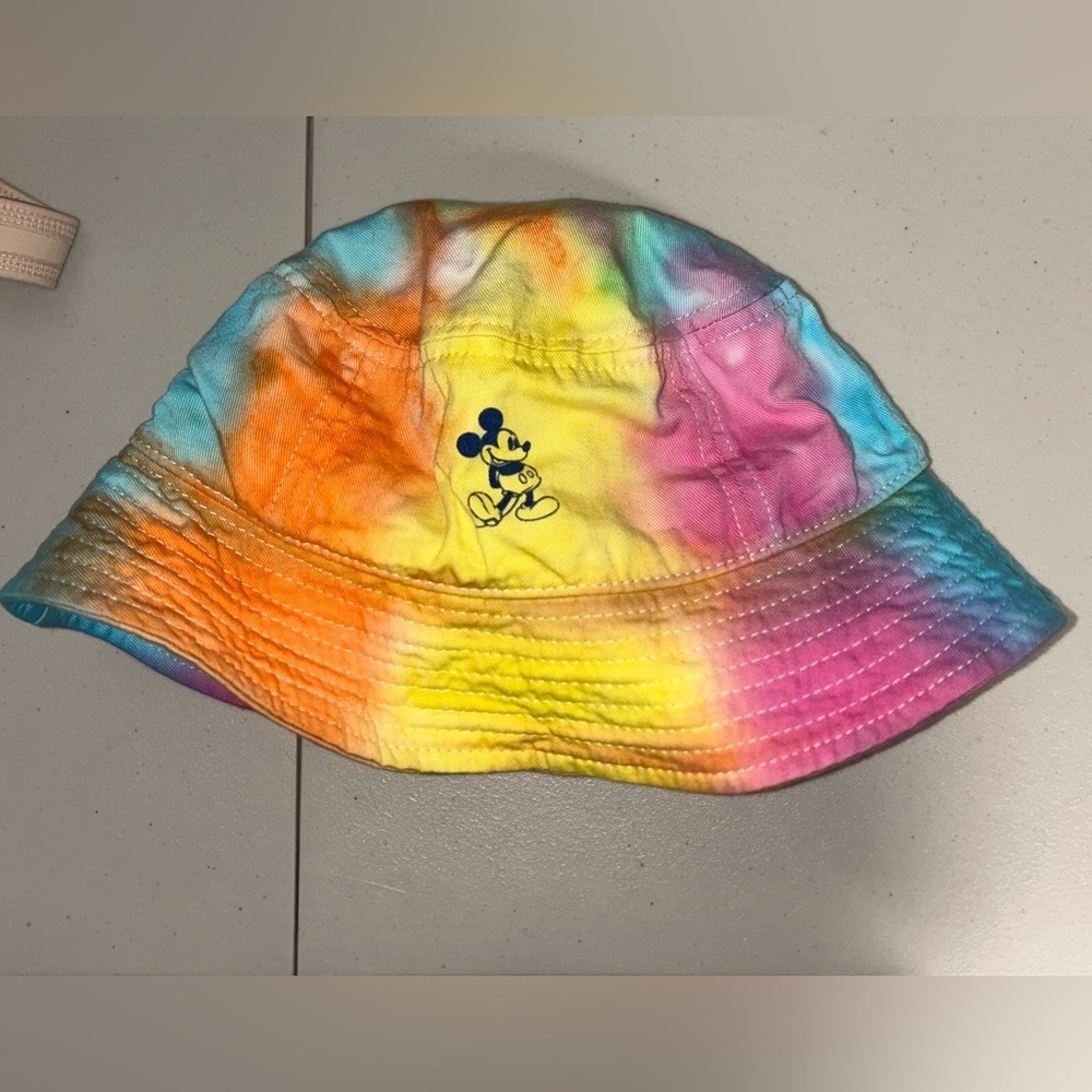Disney Parks rainbow tie dye bucket hat adult one size